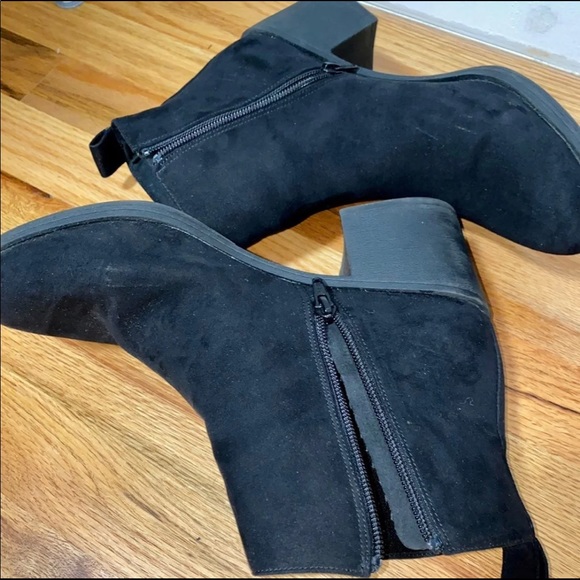 Black booties wedge boots suede with zipper autumn fall winter boots - Picture 5 of 7